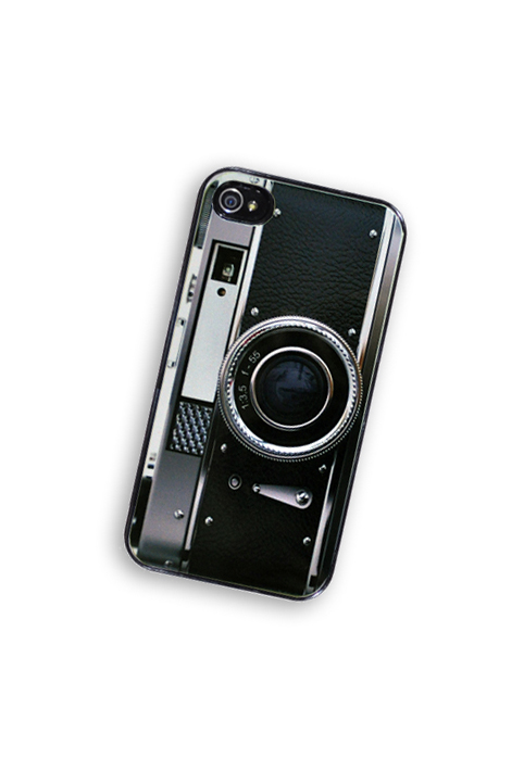 iPhone Case Retro Black Silver Camera iPhone Hard Case / Fits Iphone 4, 4S Black Trim