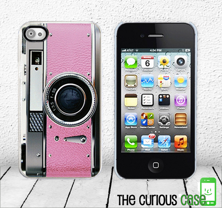 Retro Pink Camera iPhone Hard Case - Fits iPhone 4 and iPhone 4S - White Trim