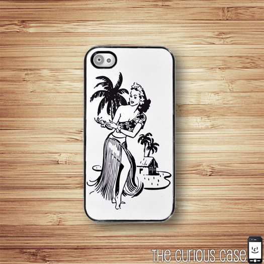Hula Girl Hawaiian iPhone Hard Case , Fits iPhone 4 and iPhone 4S - Black Trim