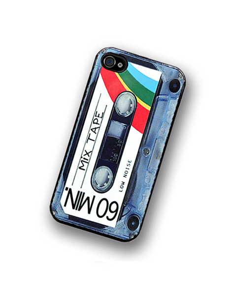 Rainbow Mix Tape iPhone Hard Case fits iPhone 4 and iPhone 4S - Black Trim