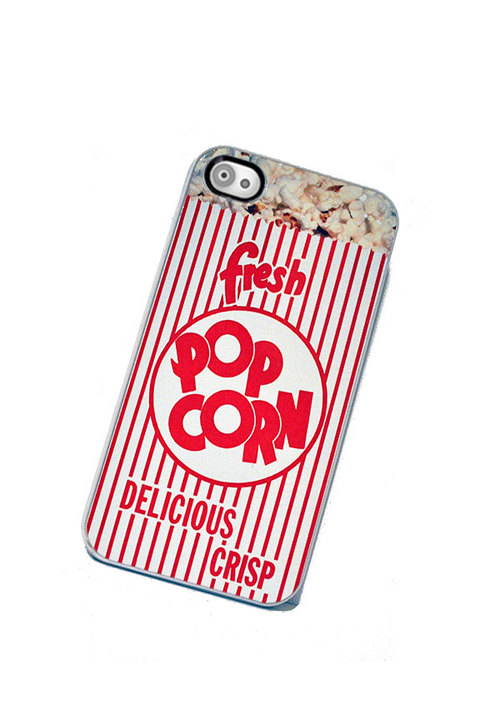 Movie Popcorn iPhone case, fits iPhone 4 and iPhone 4S - White Trim